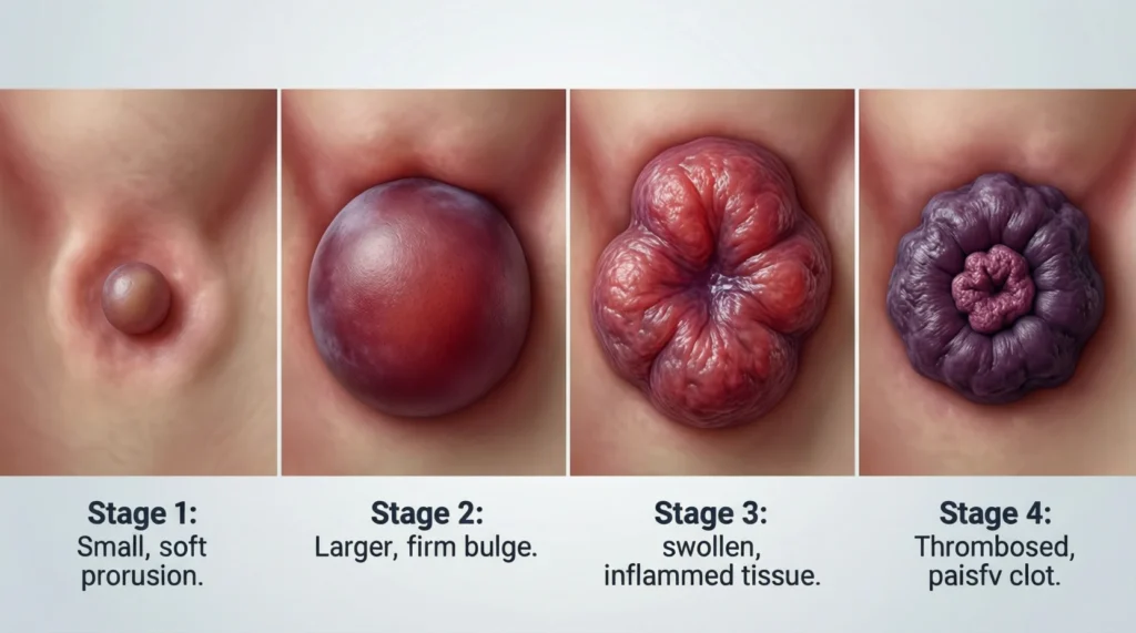 Detailed Visual Description of Hemorrhoids