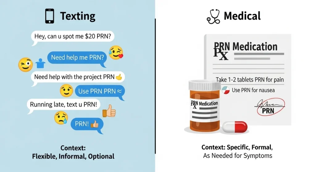 PRN in Texting vs Medical Use